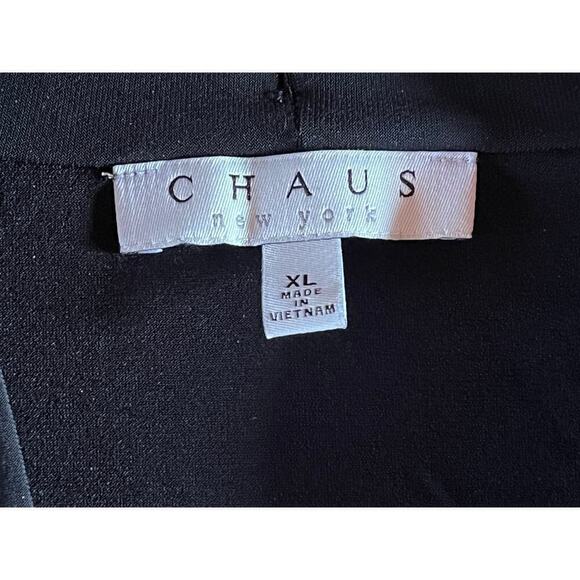 Womens Chaus Long Sleeve Tunic Top Liquid Knit Black Edgy Blouse Stretch Sz XL - Picture 6 of 9